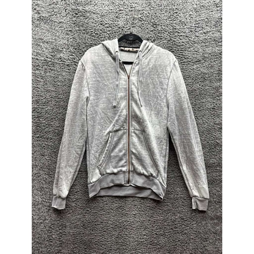 Kings Of Cole‎ Cotton-Blend Full-Zip Hoodie Distressed Gray Womens Size XS